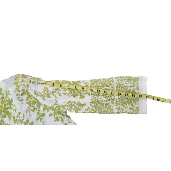Terra SJ Apparel Green Floral Tunic Blouse Women’s S Cotton Rayon Button Front - Picture 7 of 12